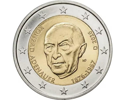 Германия 2026 - 2 евро "Конрад Аденауэр", двор J